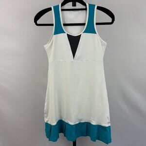 Sofibella Women's White and Teal Tennis Dress Sleeveless Size M